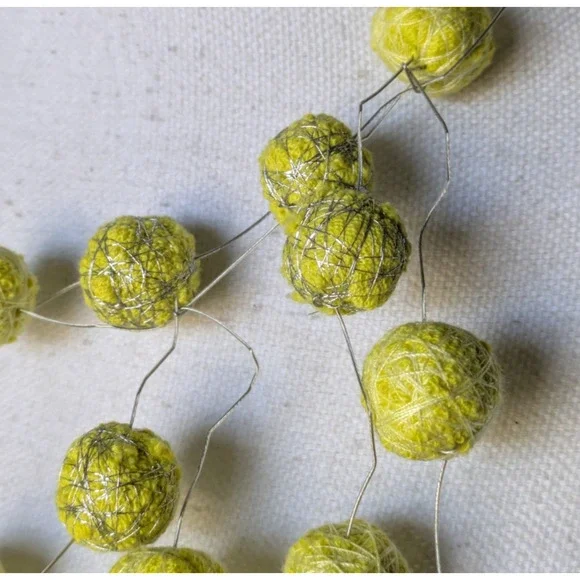 Beyond Threads Recycled Textile Necklace Chartreuse Yellow Green Art to Wear